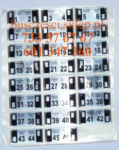 Numeracja foteli autobusowych naklejki 1-46